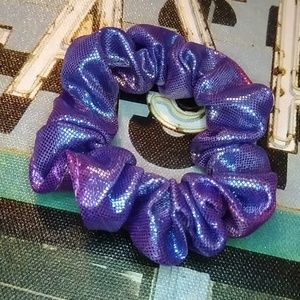 Metallic Holographic Rainbow Scrunchy